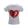 Summer Heart Flip Sequins T-shirt Black For Toddler Girls 5 Gray