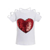 Summer Heart Flip Sequins T-shirt Black For Toddler Girls 5 White