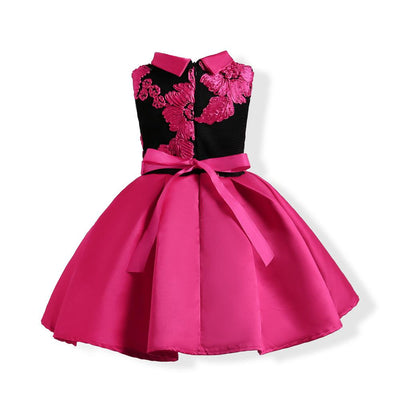 Sleeveless Little Girl Prom Dresses With Bowtie 6X Rose