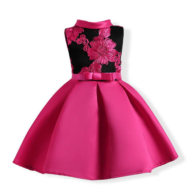 Sleeveless Little Girl Prom Dresses With Bowtie 6 Rose