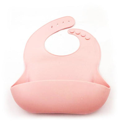 Waterproof Silicone Bib Easily Wipes Clean Comfortable Soft Baby Bibs Pink