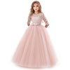 pink_hafl_sleeve_Embroidery_Princess_Pageant_Dresses_Kids_Prom_Ball_Gown