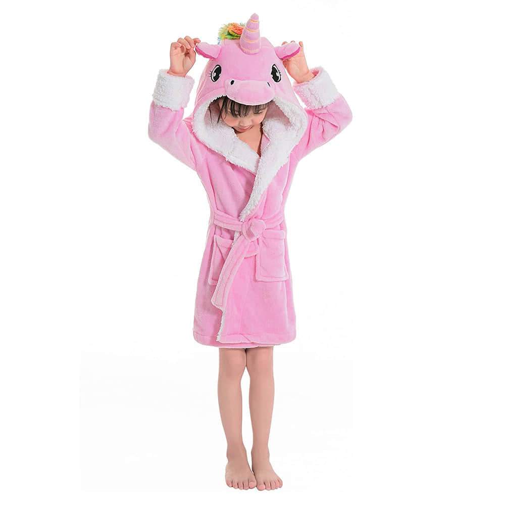 Glow in the Dark Kids Girls Hooded Dressing Gown Unicorn Bathrobe Warm Robe  2-13 | eBay
