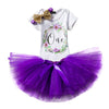 Baby Girls 1st Birthday 3pcs Outfits Romper + Tutu Skirt + Bowtie Headband Purple