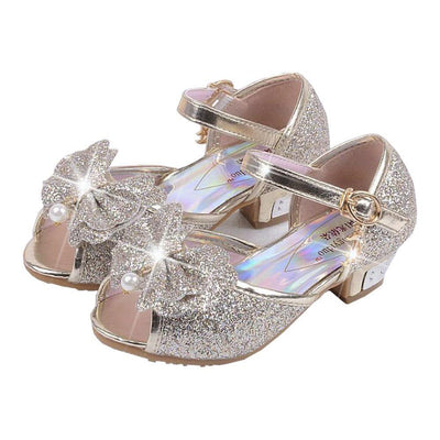 Sequin Bow Princess Crystal Sandals For Girls 36 Gold