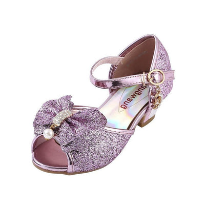 Sequin Bow Princess Crystal Sandals For Girls 36 Rose