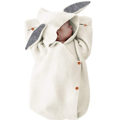 Newborn Baby Knit Sleeping Bags Bunny Easter Gift Toddler Wearable Swaddle Sleep Sack White