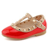 T-strap Candy Color Rivet Studded Ballet Flat Shoes For Toddler Girls 35 Red