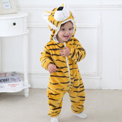 Boys & Girls Newborn Infant Baby Animal Style Hooded Romper Outfits Long Sleeve Velvet Jumpsuit 24M Yellow