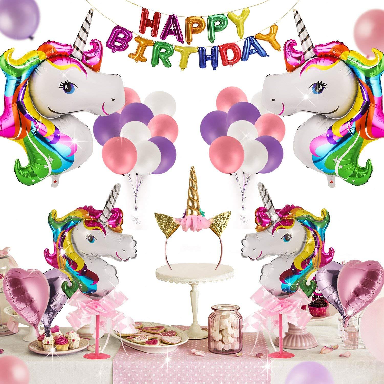 42 PCS Unicorn Party Supplies For Birthday Party Decorations Party