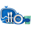 5- Piece Kids Bamboo Dinnerware Set Toddler Feeding Tableware Set Baby Dinner Box Blue